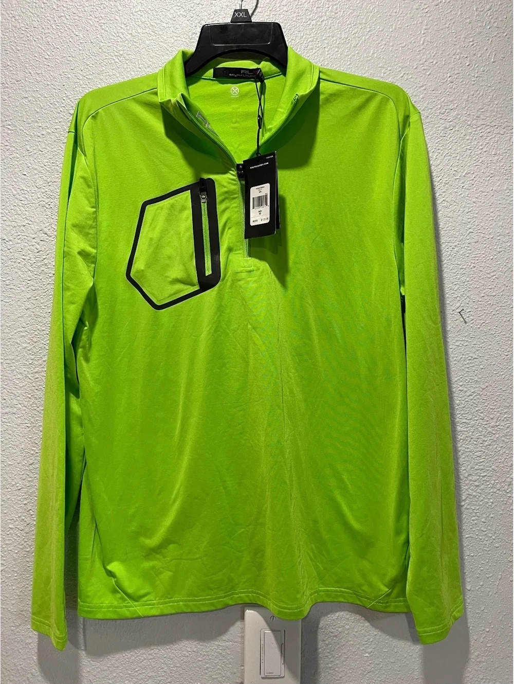 RLX Ralph Lauren Men's Lime Green Long Sleeve Quarter Zip